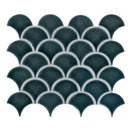 Azul scallop Glossy 9.96X13.11 glazed porcelain mesh mounted mosaic tile SMOT-PT-AZULSCAL8MM product shot multiple tiles close up view