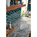 Azul scallop Glossy 9.96X13.11 glazed porcelain mesh mounted mosaic tile SMOT-PT-AZULSCAL8MM product shot wall view