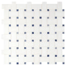 Azula basket weave 12X12 polished marble mesh mounted mosaic tile SMOT-AZULA-BWP product shot multiple tiles close up view
