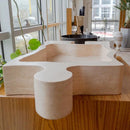 Natural Stone Beige Travertine Puzzle Vessel Sink 16x27.5 Inch