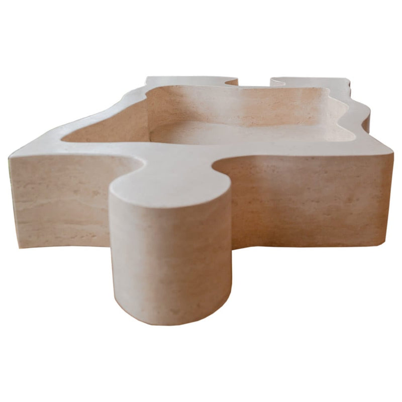 Beige Travertine puzzle shape farmhouse sink NTRVS02 W16 L27.5 side view