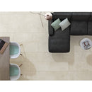 Bella Via Porcelain Tile Dom Crema Matte 12x24 Living Room Black Sofa Desk