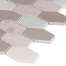 Bellagio blend elongated hexagon 11.63X12 honed marble mesh mounted mosaic tile SMOT-BELBLND-HEXEL10MM product shot profile view