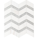 Bianco dolomite chevron 12X12 polished marble mesh mounted mosaic tile SMOT-BIANDOL-CHEP product shot multiple tiles close up view