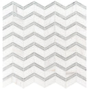 Bianco dolomite chevron 12X12 polished marble mesh mounted mosaic tile SMOT-BIANDOL-CHEP-product shot multiple tiles top view