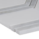 Bianco dolomite chevron 12X12 polished marble mesh mounted mosaic tile SMOT-BIANDOL-CHEP product shot profile view