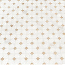 Bianco dolomite crema dotty 12.88X12.88 polished marble mesh mounted mosaic tile SMOT-BIANDOL-CEMDOTP product shot multiple tiles angle view
