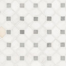 Bianco dolomite dotty 12.31X12.36 polished marble mesh mounted mosaic tile SMOT-BIANDOL-DOTP product shot multiple tiles close up view