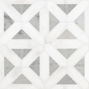 Bianco dolomite geometrica 12X12 polished marble mesh mounted mosaic tile SMOT-BIANDOL-GEOP product shot multiple tiles close up view