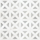 Bianco dolomite geometrica 12X12 polished marble mesh mounted mosaic tile SMOT-BIANDOL-GEOP product shot multiple tiles top view
