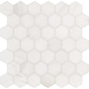 Bianco dolomite hexagon 11.75X12 polished marble mesh mounted mosaic tile SMOT-BIANDOL-2HEXP product shot multiple tiles close up view