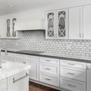 Bianco dolomite lynx 12X12 polished marble mesh mounted mosaic tile SMOT-BIANDOL-LYNXP product shot kitchen view