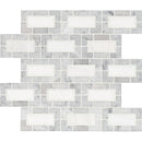 Bianco dolomite lynx 12X12 polished marble mesh mounted mosaic tile SMOT-BIANDOL-LYNXP product shot multiple tiles close up view