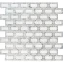 Bianco dolomite lynx 12X12 polished marble mesh mounted mosaic tile SMOT-BIANDOL-LYNXP product shot multiple tiles top view