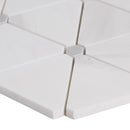 Bianco dolomite pinwheel 12X15 polished marble mesh mounted mosaic tile SMOT-BIANDOL-PINWP product shot profile view
