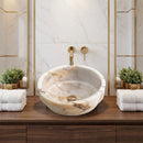 Bianco Giallo Marble Special Design Vessel Sink Bowl Polished  (D)16" (H)9"