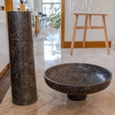 Natural Stone Black Marble Stand-alone Pedestal Sink Polished (D)20" (H)33.5" column and top sink next to each other