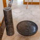Natural Stone Black Marble Stand-alone Pedestal Sink Polished (D)20" (H)33.5" column and top sink