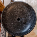 Natural Stone Black Marble Stand-alone Pedestal Sink Polished (D)20" (H)33.5" top view