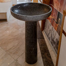 Natural Stone Black Marble Stand-alone Pedestal Sink Polished (D)20" (H)33.5" side view