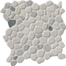 Black and white pebbles 11.42X11.42 marble mesh mounted mosaic tile THDW1-SH-PEB product shot multiple tiles close up view