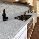 Black and white pebbles 11.42X11.42 marble mesh mounted mosaic tile THDW1-SH-PEB product shot wall view