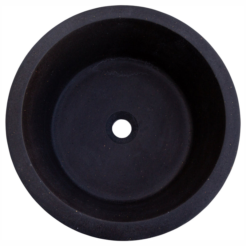 Black andesite natural stone vessel sink NTRSTC53 D16 H6 top view