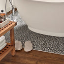 Black pebbles 11.42x11.42 tumbled marble mesh mounted mosaic tile SMOT-PEB-BLK-product shot bath view 2