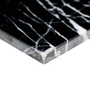Black withvein 12 in x 12 in polished marble floor and wall tile TCHIMAR1212 product shot profile view