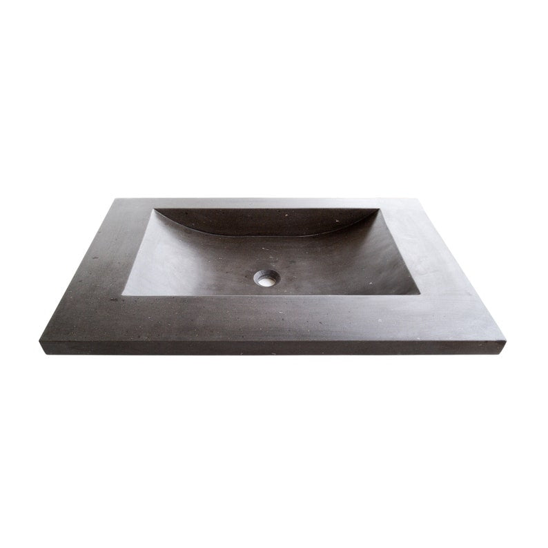 Black Andesite Natural Stone Rectangular Sink Honed/Matte (W)20" (L)33" (H)6" product shot