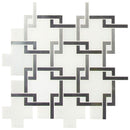 Blanco lynx 10.47x10.4 polished stone &amp; metal mesh mounted mosaic tile SMOT-SMTL-BLALYN8MM product shot single tile top view