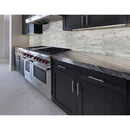 Blocki blanco interlocking 11.61X12.2 glass stone mesh mounted mosaic tile SMOT-SGLSIL-BLOBLA8MM product shot kitchen view