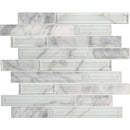 Blocki blanco interlocking 11.61X12.2 glass stone mesh mounted mosaic tile SMOT-SGLSIL-BLOBLA8MM product shot multiple tiles close up view