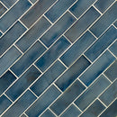 Blue shimmer 11.75" x 11.75" glass mesh-mounted mosaic tile SMOT-GLSST-BLUSHI6MM product shot angle view