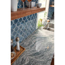 Blue shimmer arabesque 10X10.20 glass mesh mounted mosaic tile SMOT-GLS-BLUSHI8MM product wall view