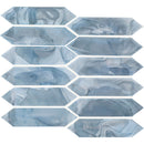 Blue shimmer picket 10x13.3 glass mesh mounted mosaic wall tile SMOT-GLSPK-BLUSHI6MM product shot profile view