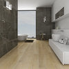 SPC Vinyl Rigid Core 9" Width 60" RL, 7mm Thick, 1.5mm IXPE Bonafide Canvas Omnia Floors - Mazzia Collection Product shoot wash room view