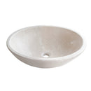 Botticino Beige Marble Natural Stone Oval Vessel Bathroom Sink Honed Finish 16 In X 20.5 In