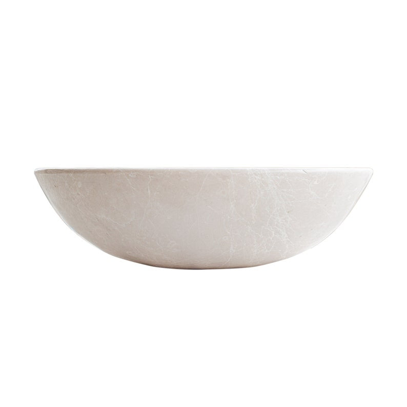 Botticino Marble Natural Stone Oval Shape Vessel Sink Honed side view