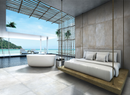 Boxhill argent textured porcelain floor and wall tile  liberty us collection room shot outdoor view