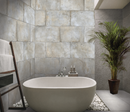 Boxhill white textured porcelain floor and wall tile  liberty us collection room shot bathroom view 2