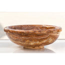 Handcrafted Brown Onyx Natural Stone Round Polished Drop-In Vessel Sink