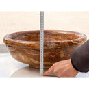 Handcrafted Brown Onyx Natural Stone Round Polished Drop-In Vessel Sink