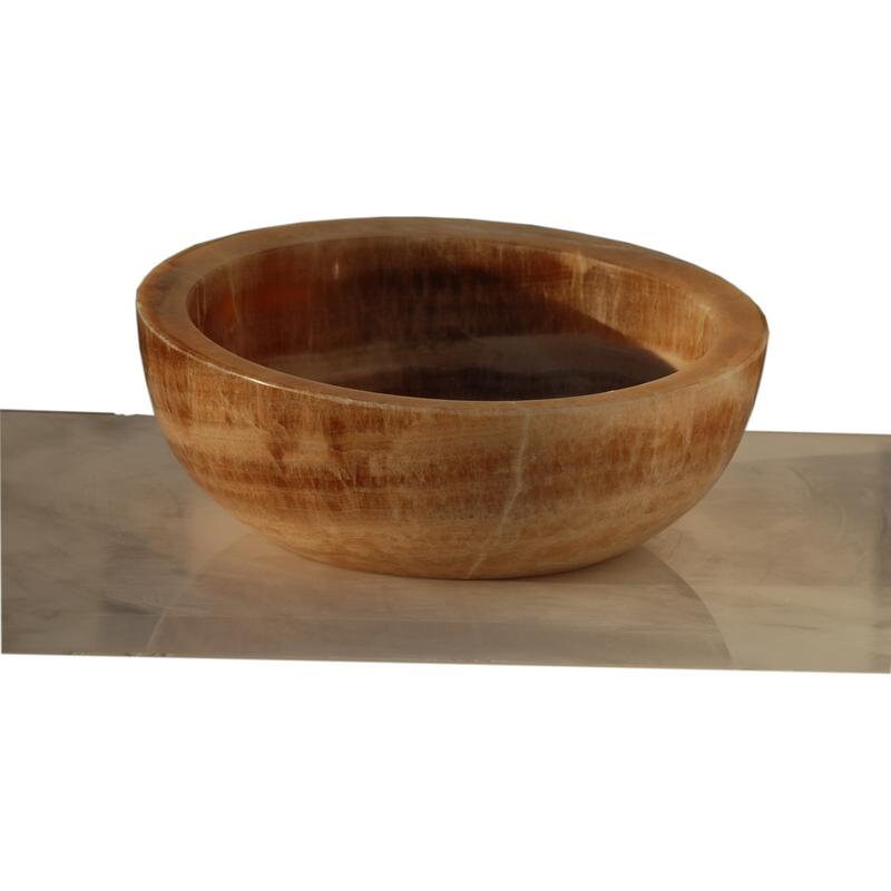 Brown onyx translucent vessel sink polished EGEBOXP166 D16 H6 product shot