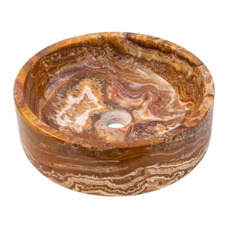 Brown onyx translucent vessel sink polished EGEBOXPF165 D16 H5 angle view