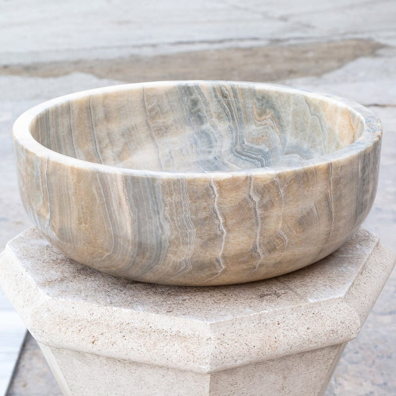 Bubble gray Onyx translucent vessel sink side view