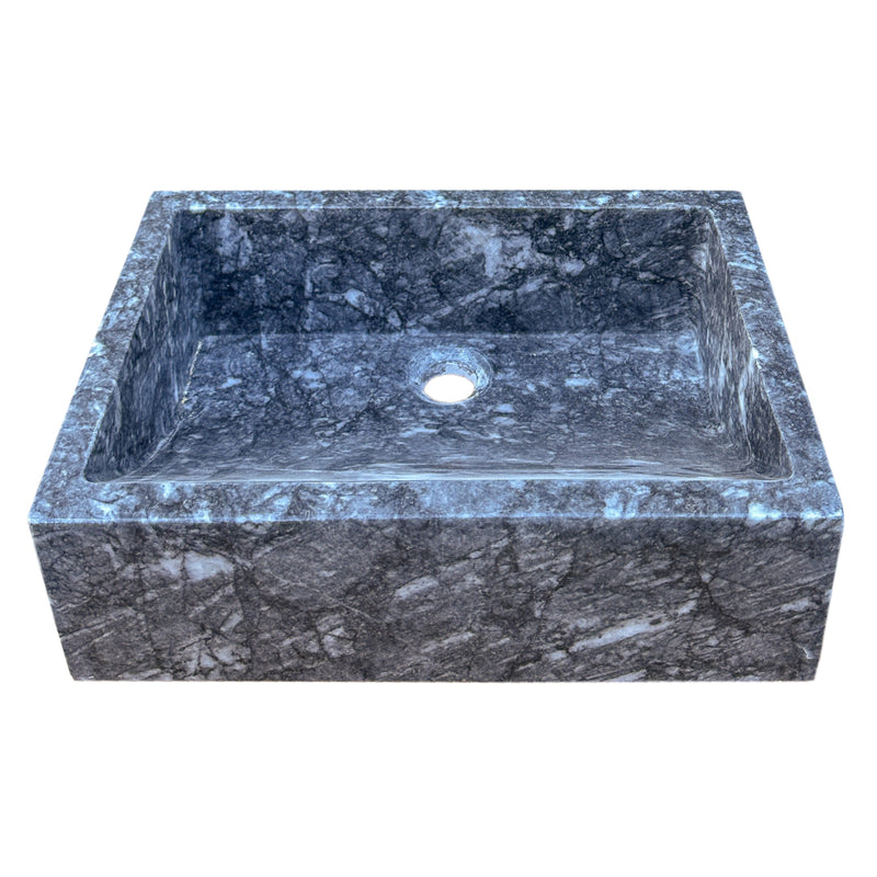 Bursa Gray Rectangular Marble Sink 12x18x6 Polished NTRVS122 angle view