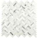 Bytle bianco herringbone 12 x 12 glass metal stone mesh mounted mosaic tile pattern SMOT-SGLSMT-BYTBIA6MM product shot multiple tiles top view