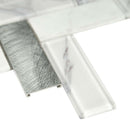 Bytle bianco herringbone 12 x 12 glass metal stone mesh mounted mosaic tile pattern SMOT-SGLSMT-BYTBIA6MM product shot one tile profile view