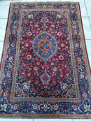Antique Persian Kashan Debir Rug – 4’3” x 6’4” – Circa 1920s – Hand-Knotted Fine Wool